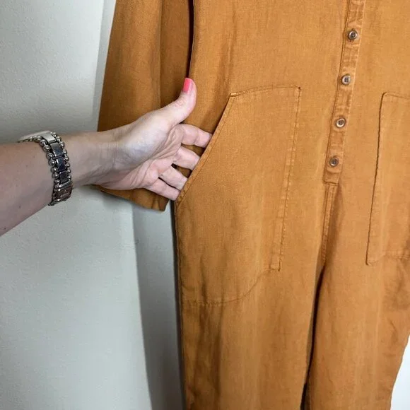 Outerknown Retrograde Linen Jumpsuit Womens Size S Minimalist Capsule Boho - Picture 4 of 9